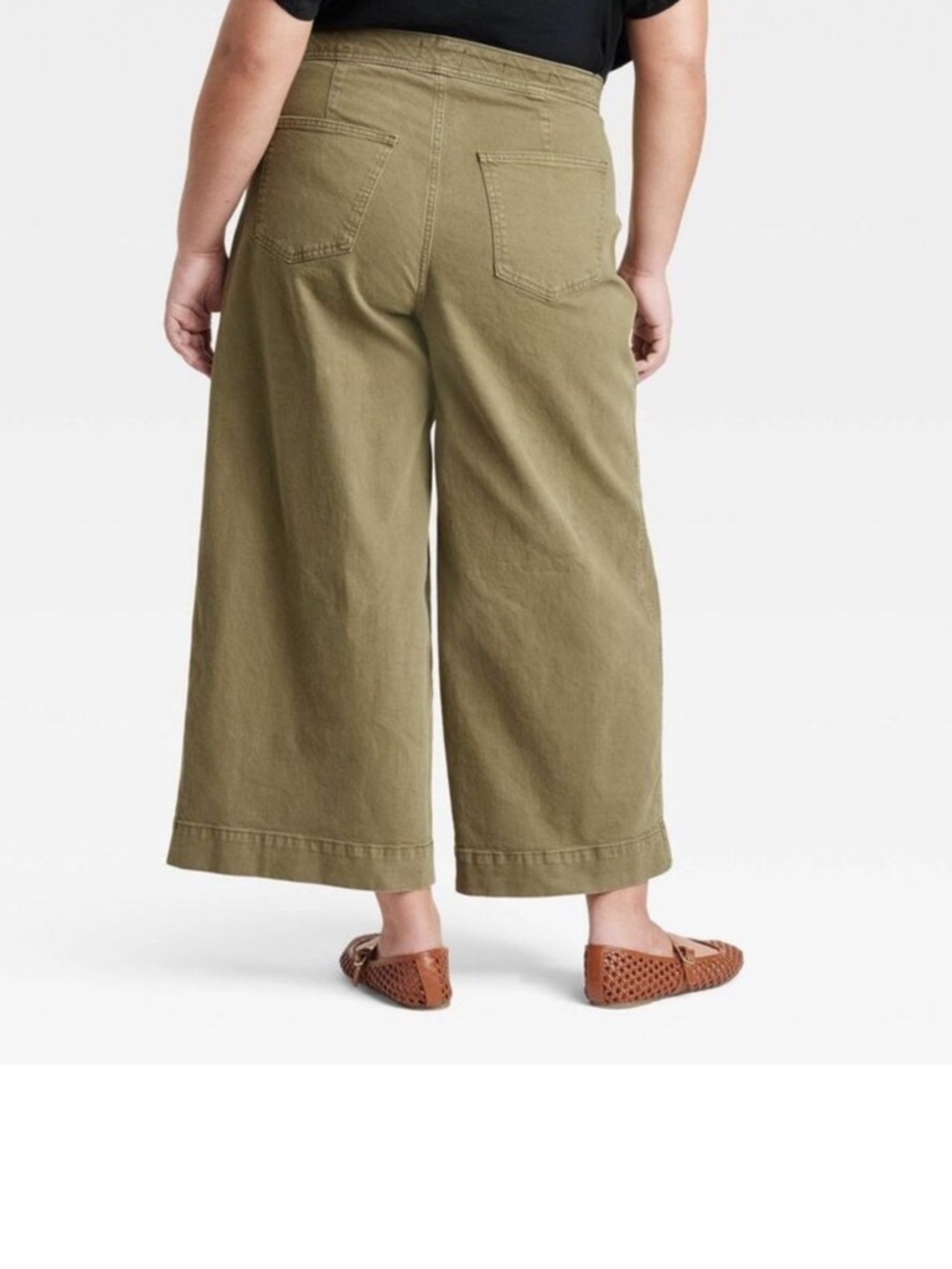 Ava & Viv High-Rise Wide Leg Ankle Jeans Olive Green Plus Size 18 - Picture 3 of 6